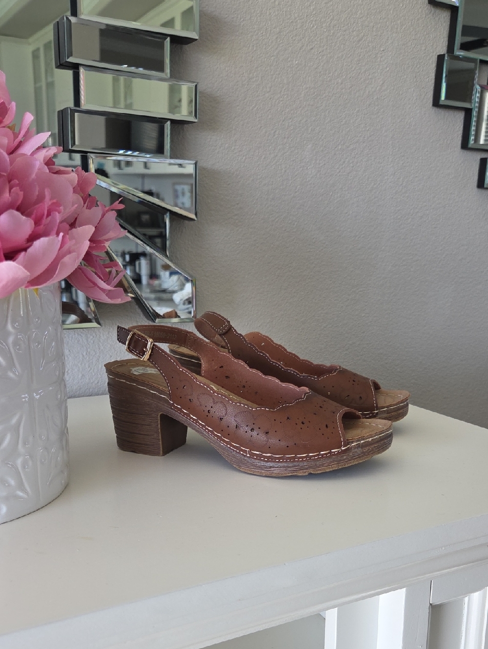 Patrizia Pepe Tan Brown Peep-Toe Slingback Heels